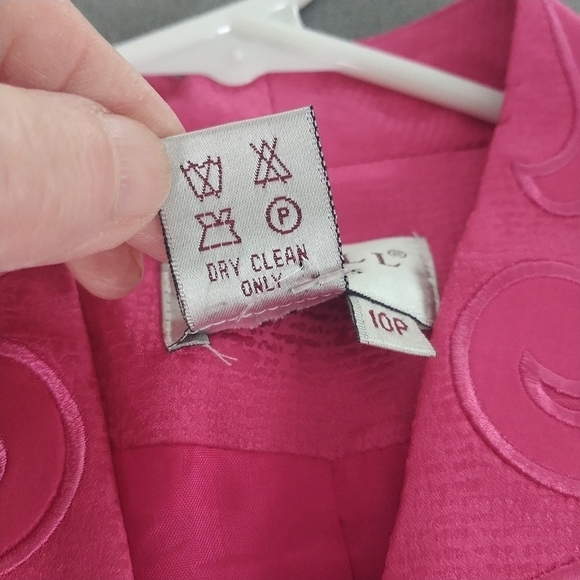 Papell Petites 100 percent Silk Pink Embroidered Blazer Jacket Formal 10P - Picture 14 of 14